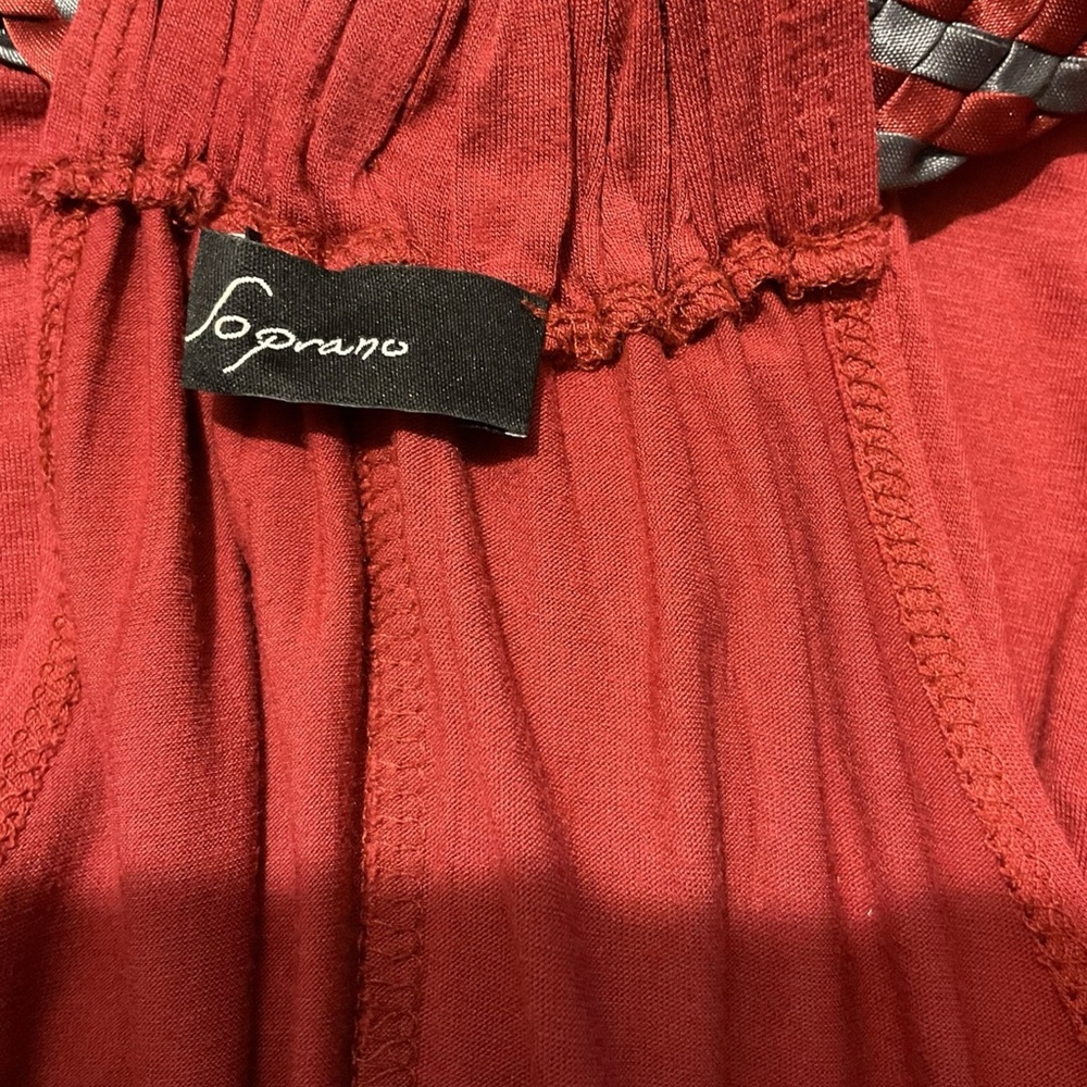 Soprano Deep Rust Red Ruffle Tank Top with Woven Accent Racerback. Y2K - Picture 2 of 7